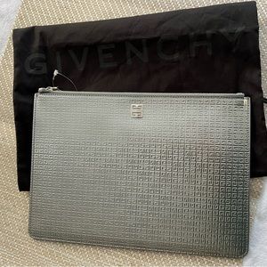Givenchy Medium 4G Metallic Leather Silver Clutch